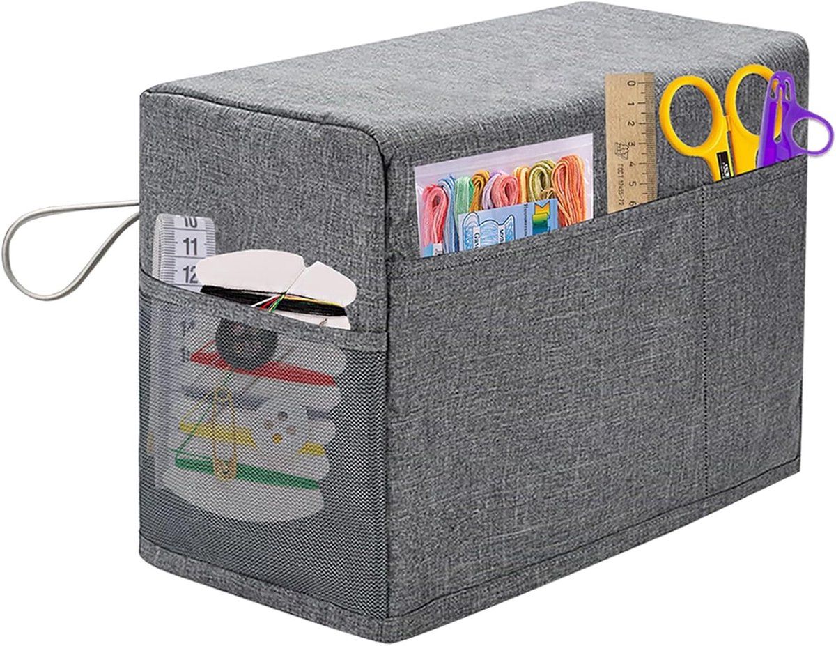 2 Pack Sewing Machine Covers, Padded Oxford Fabric Dust Covers With Storage Pockets And Handles, Gray, 44 x 30 x 21.5 cm