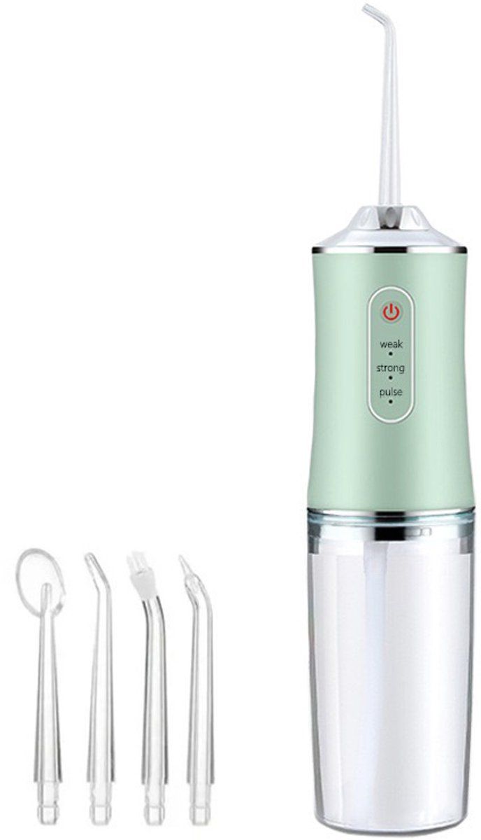 Cordless Water Flosser With Tank, 3 Modes, 4 Nozzles, IPX7 Waterproof Portable Oral Irrigator For Travel And Braces, Green, 300 ml