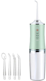 Cordless Water Flosser With Tank, 3 Modes, 4 Nozzles, IPX7 Waterproof Portable Oral Irrigator For Travel And Braces, Green, 300 ml