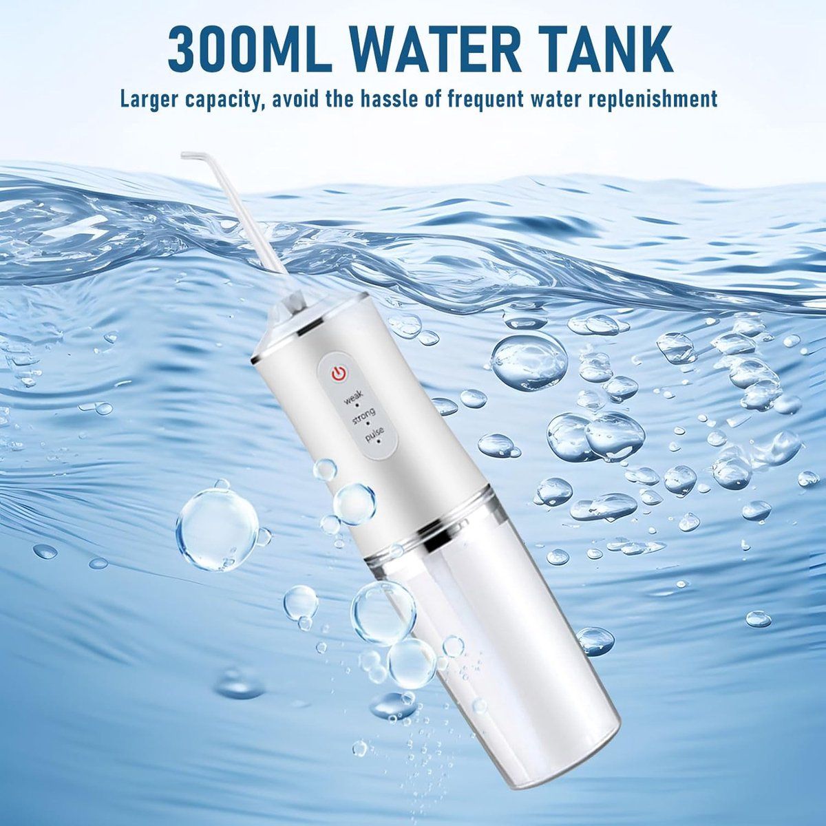 Cordless Water Flosser With Tank, 3 Modes, 4 Nozzles, IPX7 Waterproof Portable Oral Irrigator For Travel And Braces, Green, 300 ml