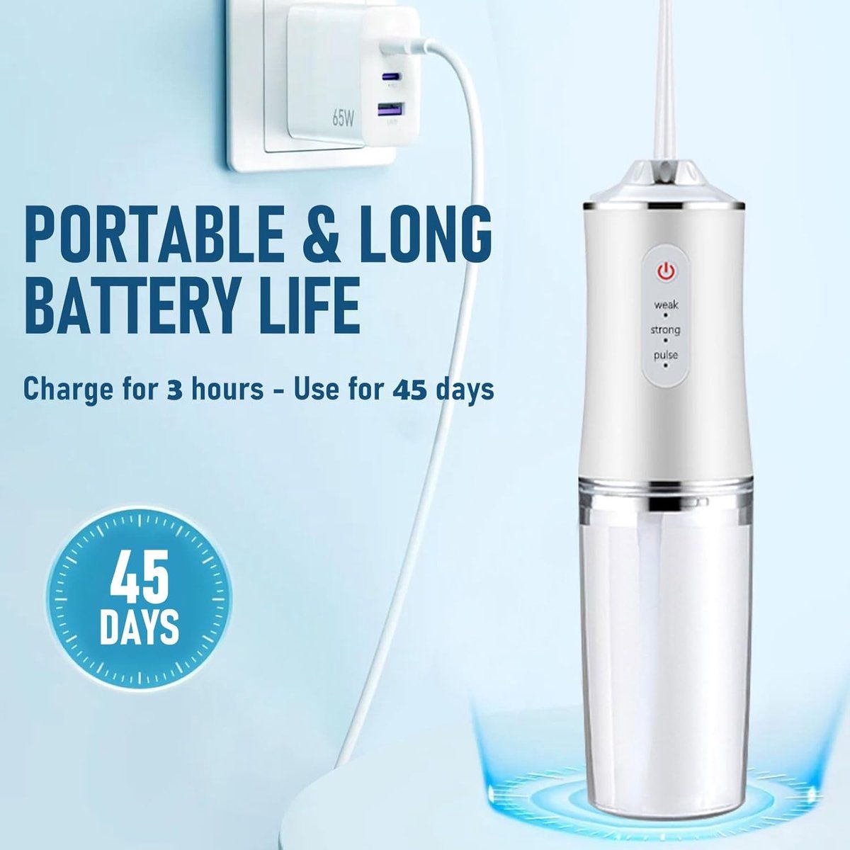 Cordless Water Flosser With Tank, 3 Modes, 4 Nozzles, IPX7 Waterproof Portable Oral Irrigator For Travel And Braces, Green, 300 ml