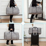 Foldable Travel Duffel Bag With Shoe Compartment Tear Resistant Polyester For Gym Weekend Trips And Airline Carry On Gray, 65 L