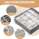 4 Pack Drawer Organizer Foldable Oxford Fabric Closet Storage Bins With Compartments For Underwear Socks Bras Baby Clothes Gray, 32 x 32 x 10 cm
