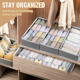 4 Pack Drawer Organizer Foldable Oxford Fabric Closet Storage Bins With Compartments For Underwear Socks Bras Baby Clothes Gray, 32 x 32 x 10 cm