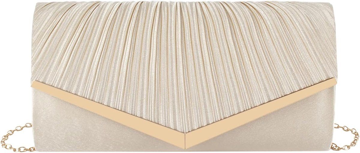 Womens Glitter Envelope Clutch Purse With Detachable Chain Strap And Magnetic Closure For Wedding Party Prom, Gold, 25 cm
