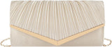 Womens Glitter Envelope Clutch Purse With Detachable Chain Strap And Magnetic Closure For Wedding Party Prom, Gold, 25 cm