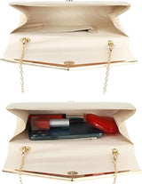 Womens Glitter Envelope Clutch Purse With Detachable Chain Strap And Magnetic Closure For Wedding Party Prom, Gold, 25 cm