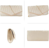Womens Glitter Envelope Clutch Purse With Detachable Chain Strap And Magnetic Closure For Wedding Party Prom, Gold, 25 cm