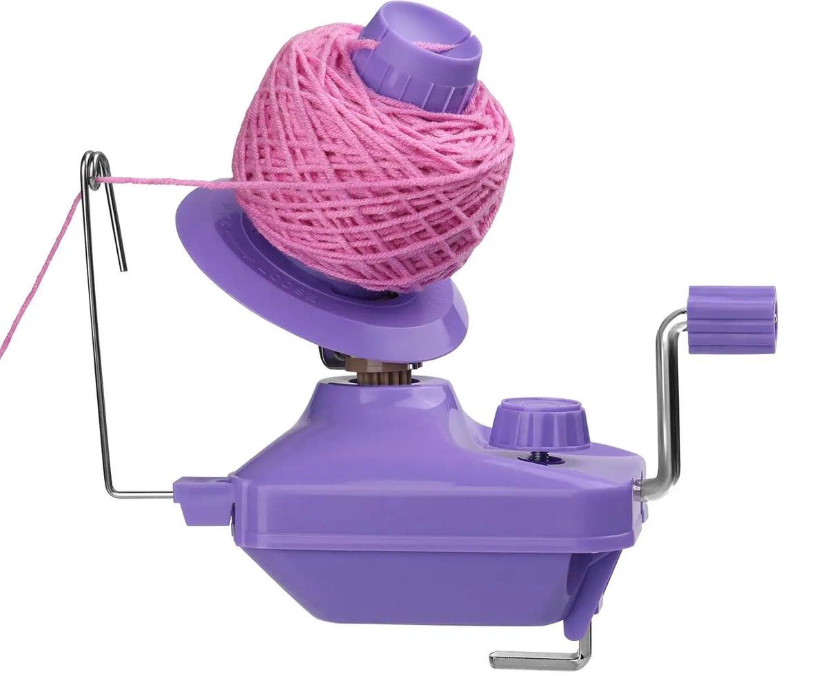 Hand Operated Yarn Ball Winder, Durable Plastic And Metal Knitting Tool For Fast Tangle Free Winding, Purple, 12 x 10.3 x 17 cm