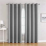 1 Piece Light Gray Blackout Curtain Panel With Grommets, Thermal Insulating Microfiber Drapes For Bedroom And Office, 100 x 250 cm