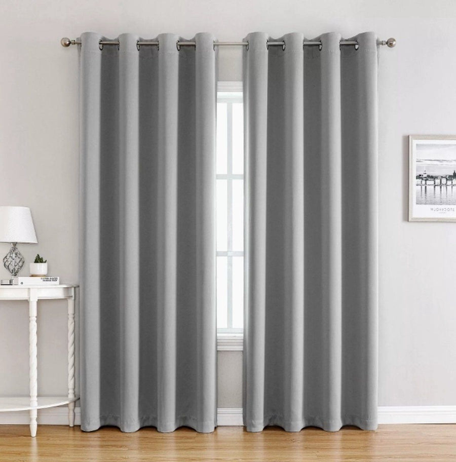 1 Piece Light Gray Blackout Curtain Panel With Grommets, Thermal Insulating Microfiber Drapes For Bedroom And Office, 100 x 250 cm
