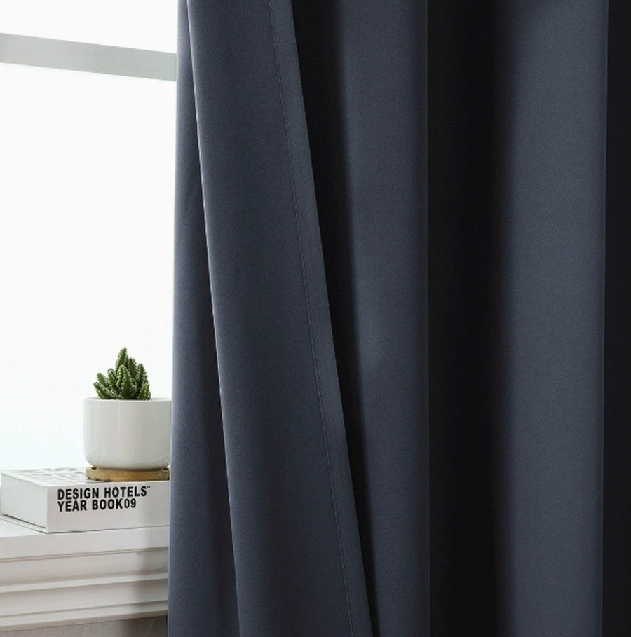 1 Piece Light Gray Blackout Curtain Panel With Grommets, Thermal Insulating Microfiber Drapes For Bedroom And Office, 100 x 250 cm