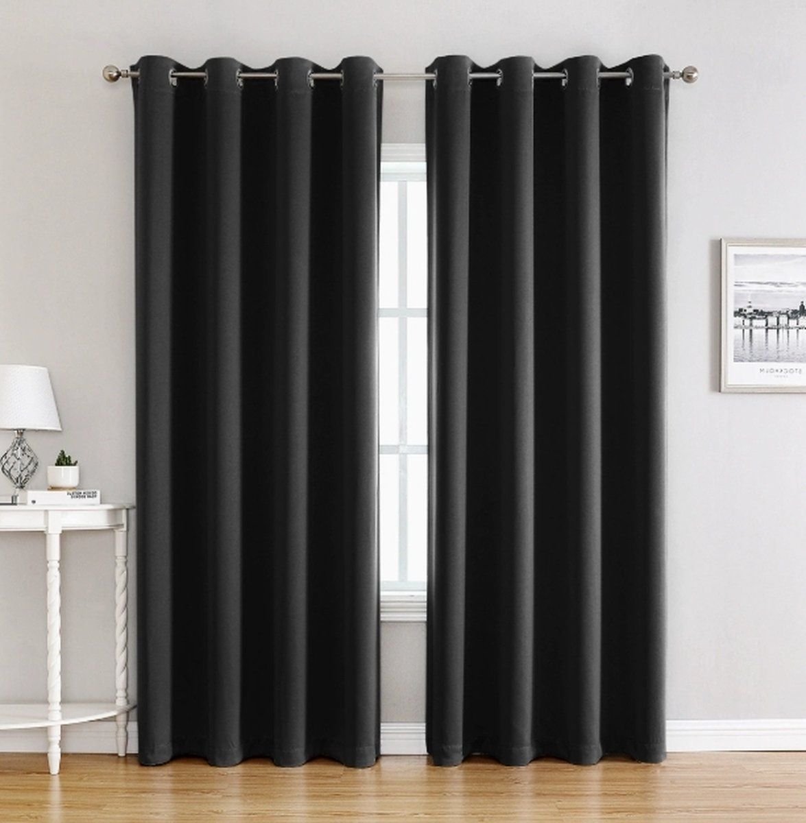 1 Panel Blackout Curtain Panel With Grommets, Thermal Insulating Microfiber Window Drapes For Bedroom And Office, Black, 100 x 250 cm