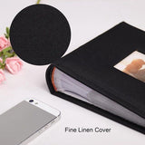 Photo Album With Front Window, Holds 200 4x6 Photos, Acid Free PVC Free Pages With Memo Space, For Wedding Family Baby Travel, Black, 6 in - 45-Degree Angle