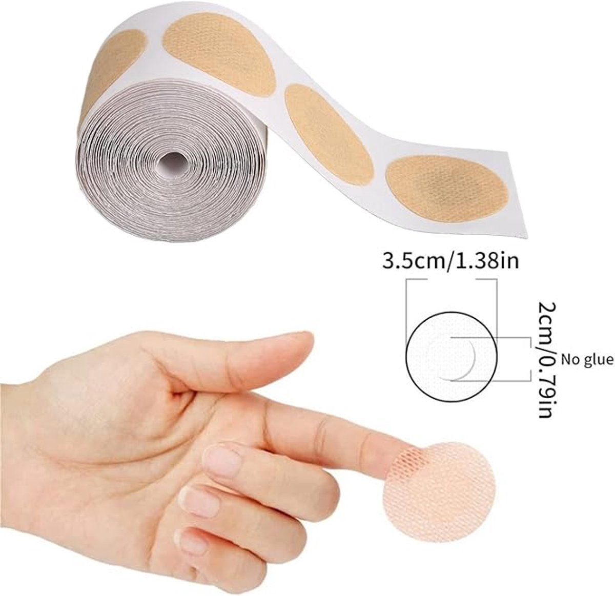 50 Pack Mens Nipple Covers, Self Adhesive Sweat Resistant Nonwoven Anti Chafing Guards, Beige, 3.5 cm