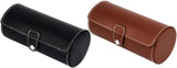 2 Pack Watch Travel Case PU Leather Watch Roll With Velvet Lining For Men And Women Travel And Home Storage Black Brown, 19 x 9 cm