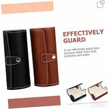 2 Pack Watch Travel Case PU Leather Watch Roll With Velvet Lining For Men And Women Travel And Home Storage Black Brown, 19 x 9 cm