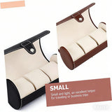 2 Pack Watch Travel Case PU Leather Watch Roll With Velvet Lining For Men And Women Travel And Home Storage Black Brown, 19 x 9 cm - Side View