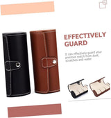 2 Pack Watch Travel Case PU Leather Watch Roll With Velvet Lining For Men And Women Travel And Home Storage Black Brown, 19 x 9 cm - Top-Down View