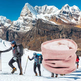 2 Pack Winter Neck Gaiter Scarf Set, Polyester Windproof Warm Soft Lined Snood, Unisex For Skiing Cycling Hiking, Gray Pink, 25 x 24 cm - Top-Down View