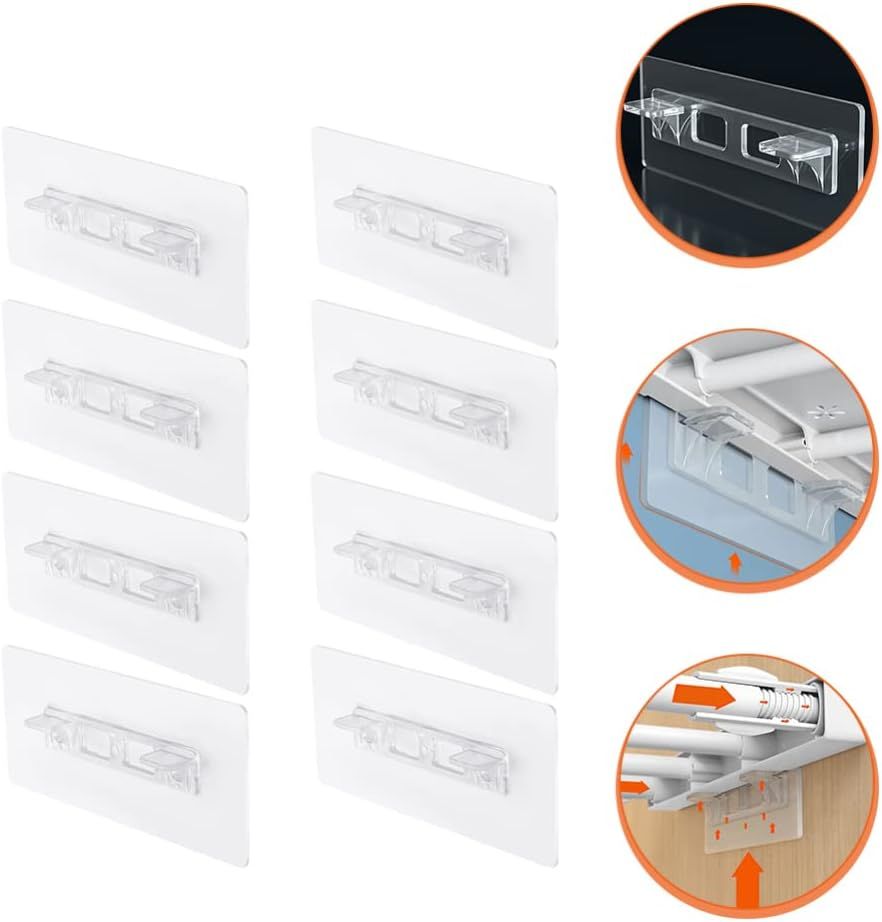 8 Piece Transparent PVC Shelf Brackets for Cabinets and Bookcases