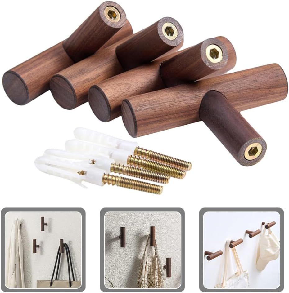 4 Piece Solid Wood Wall Clothes Rack No Drill