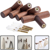 4 Piece Solid Wood Wall Clothes Rack No Drill - Side View