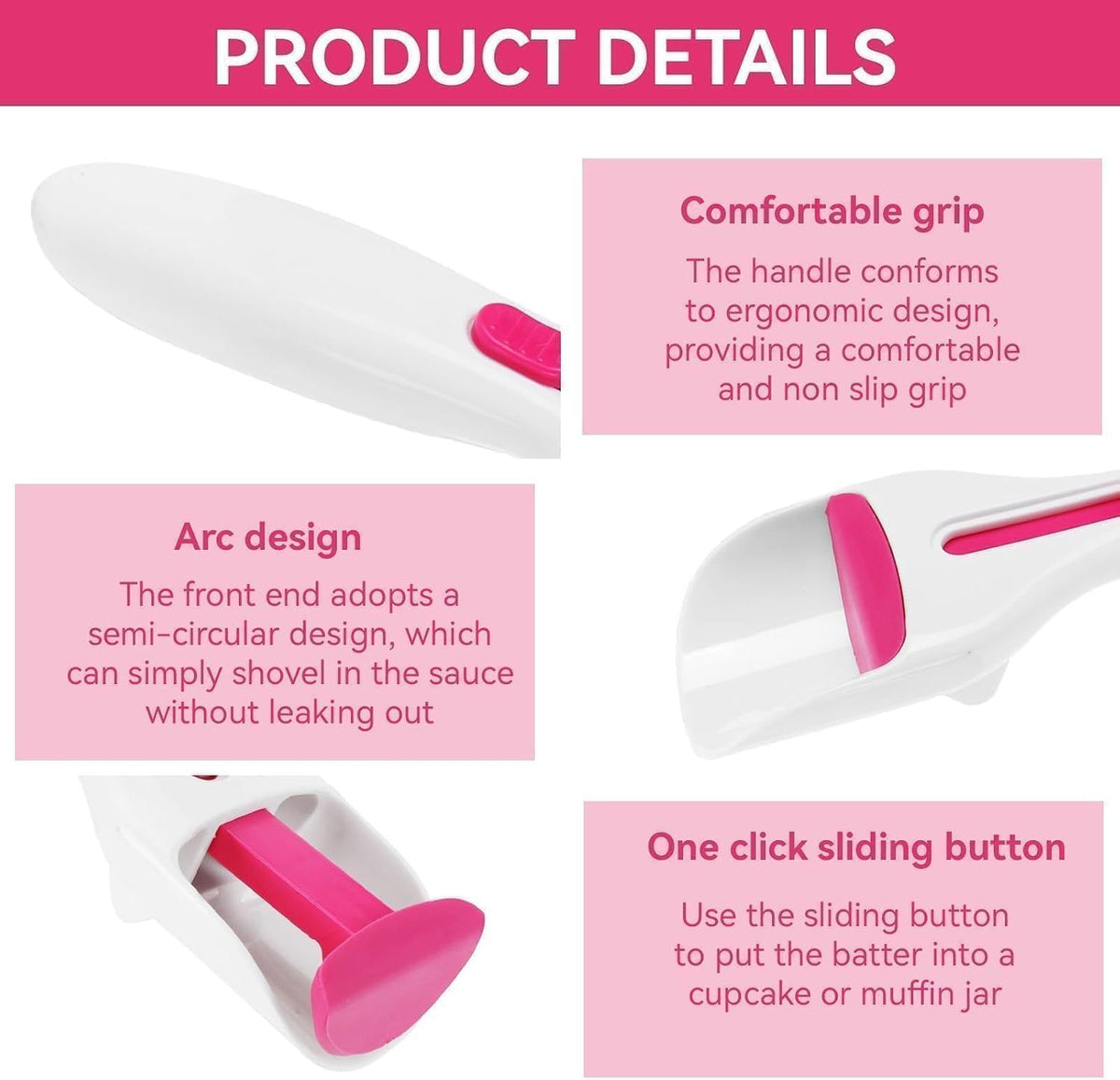 2 Piece Cake Batter Dispenser ABS and TPE for Cupcakes and Pancakes