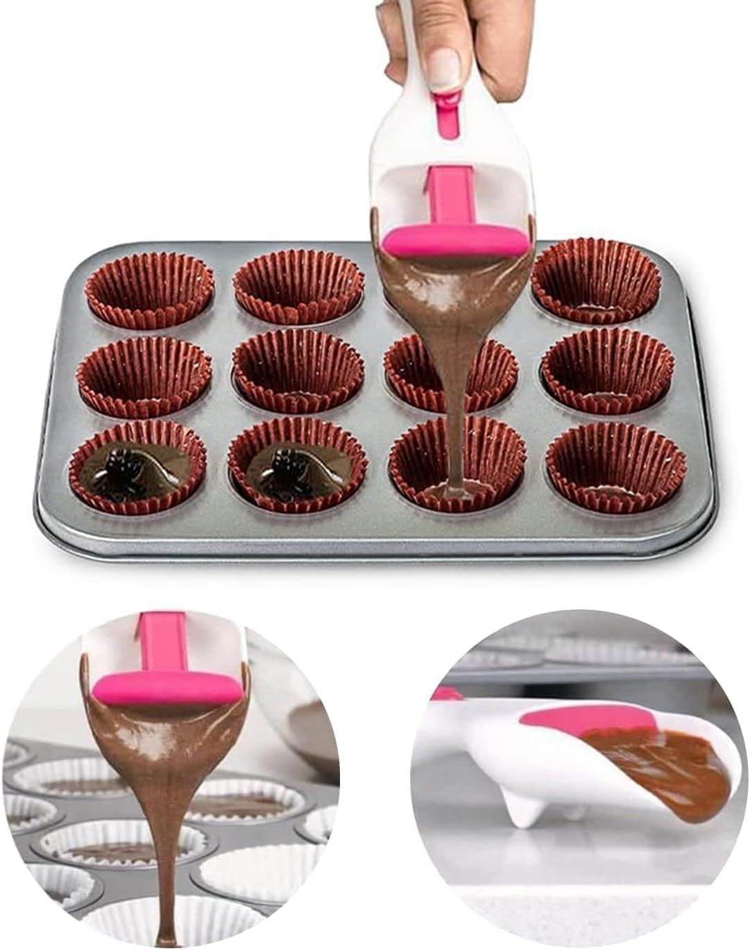 2 Piece Cake Batter Dispenser ABS and TPE for Cupcakes and Pancakes