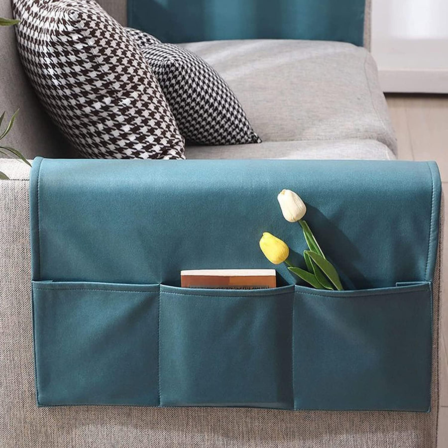 Sofa Armrest Organizer 5 Compartments White, 70 x 110 cm