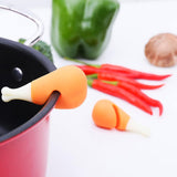 3 Piece Silicone Pot Lid Risers Carrot Chili and Drumstick - Side View