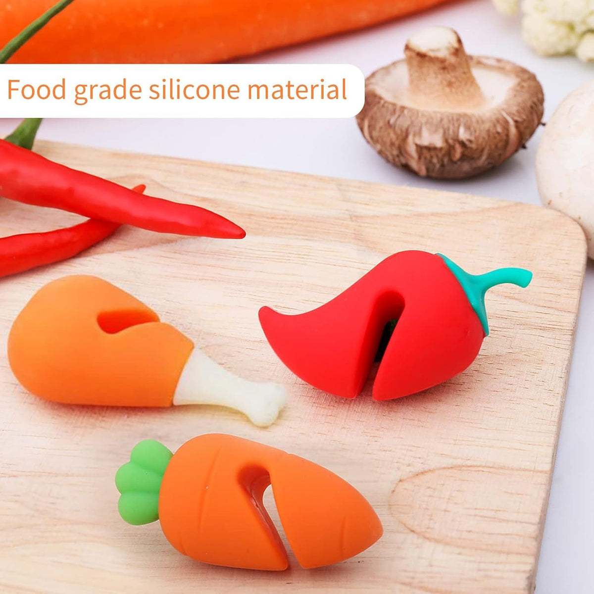 3 Piece Silicone Pot Lid Risers Carrot Chili and Drumstick
