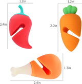 3 Piece Silicone Pot Lid Risers Carrot Chili and Drumstick - Rear View