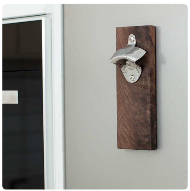 Magnetic Wall Mounted Bottle Opener with Cap Collector