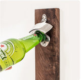 Magnetic Wall Mounted Bottle Opener with Cap Collector - Top-Down View