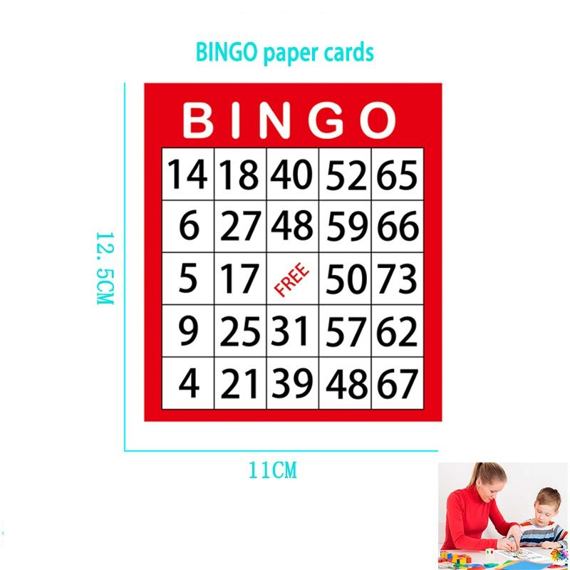 100 Piece Bingo Cards Random Colors, 11 x 12.5 cm