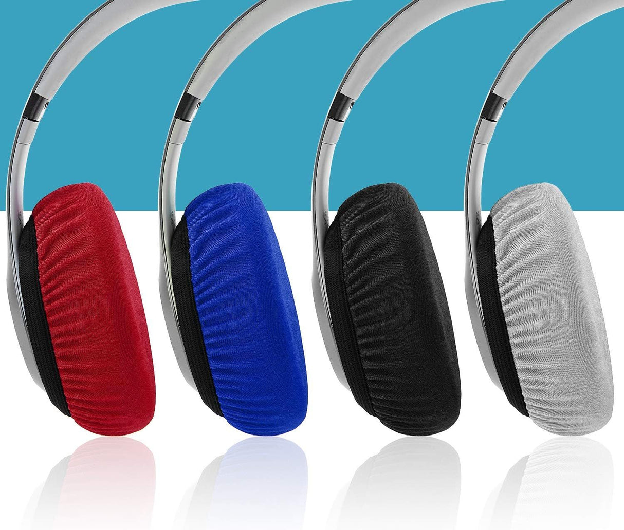 2 Pair Stretch Headphone Ear Cushion Covers Grey, 3 to 4 Inch