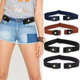 2 Piece Buckle Free Elastic Belt Set Black and White, 45 to 75 cm - Front View