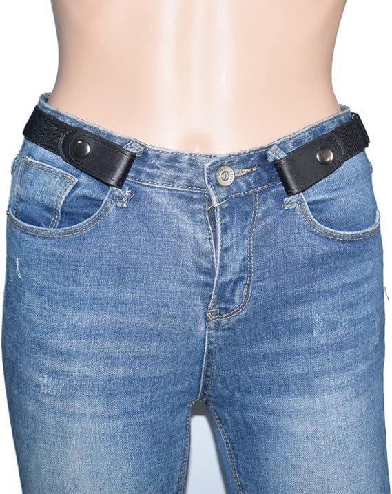 2 Piece Buckle Free Elastic Belt Set Black and White, 45 to 75 cm