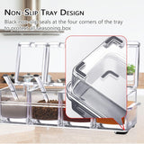 4 Piece Transparent Spice Box Set with Spoons and Non Slip Tray, 25 x 10 x 7.5 cm - Rear View