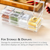 4 Piece Transparent Spice Box Set with Spoons and Non Slip Tray, 25 x 10 x 7.5 cm - Close-Up Angle