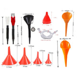 12 Piece Flexible Funnel Set with Filter for Car and Kitchen - Front View