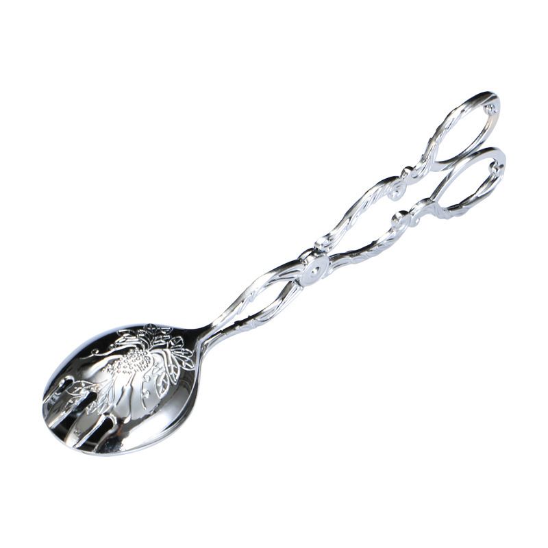2 Piece Zinc Alloy Cooking Tongs Woodcarving Pattern, 4.5 x 22 cm