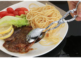 2 Piece Zinc Alloy Cooking Tongs Woodcarving Pattern, 4.5 x 22 cm - Top-Down View