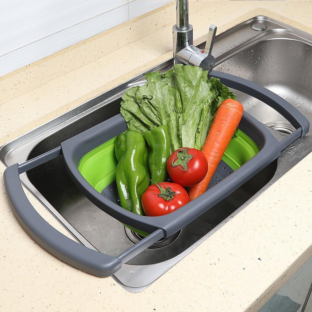 Collapsible Silicone Colander with Extendable Handles