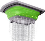 Collapsible Silicone Colander with Extendable Handles - Close-Up Angle