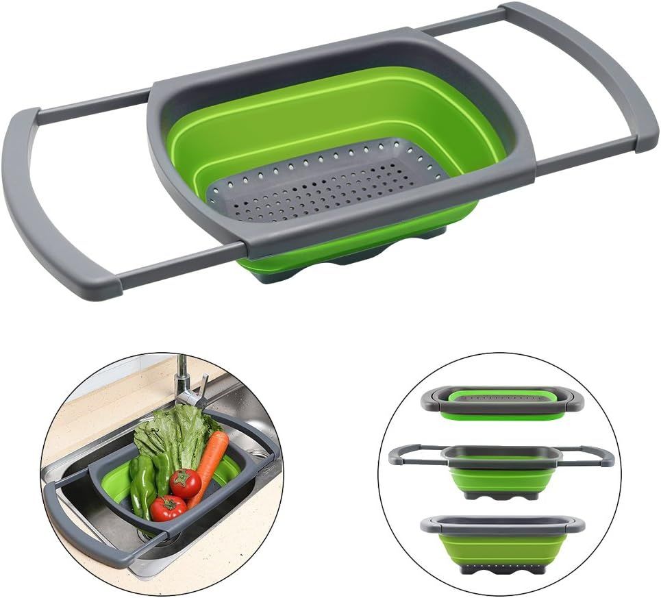 Collapsible Silicone Colander with Extendable Handles