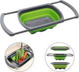 Collapsible Silicone Colander with Extendable Handles - Low Angle