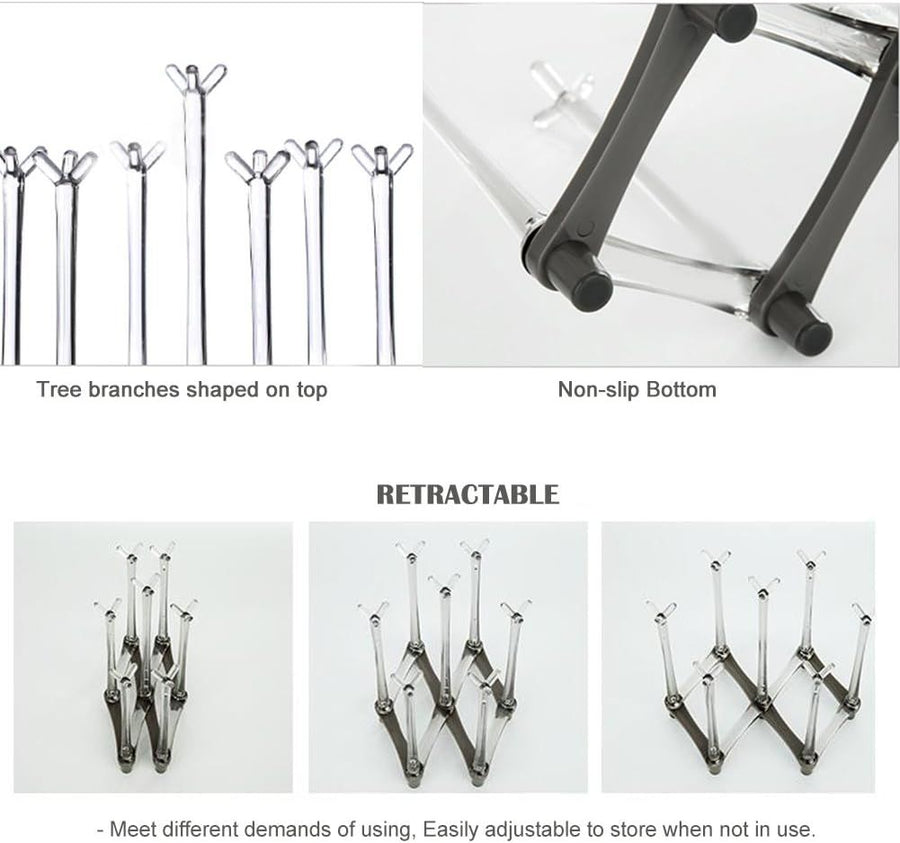 2 Piece Extendable Cup Drying Rack Tree Branch Design