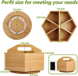 Hexagonal Bamboo Pencil Holder 360 Degree Rotating - Front View
